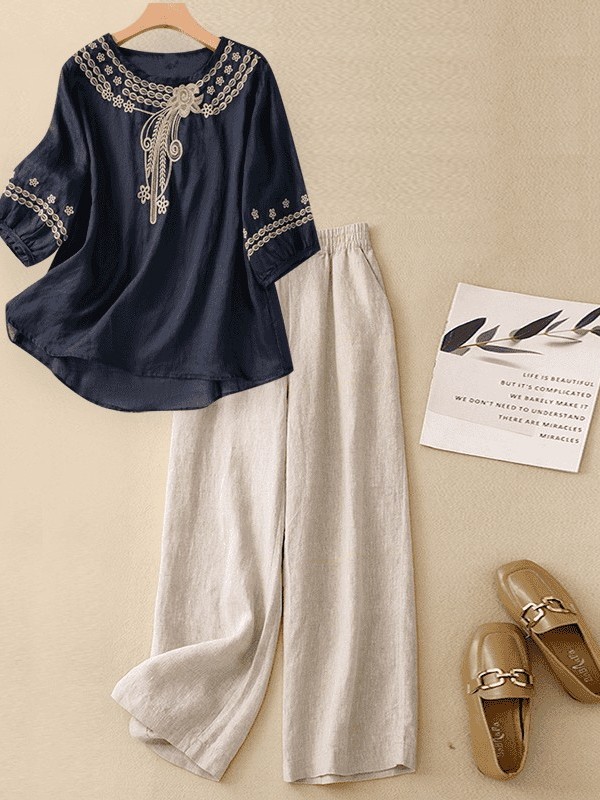 Luxe katoenen linnen set dames - Linen Pant Wide recensie en prijs