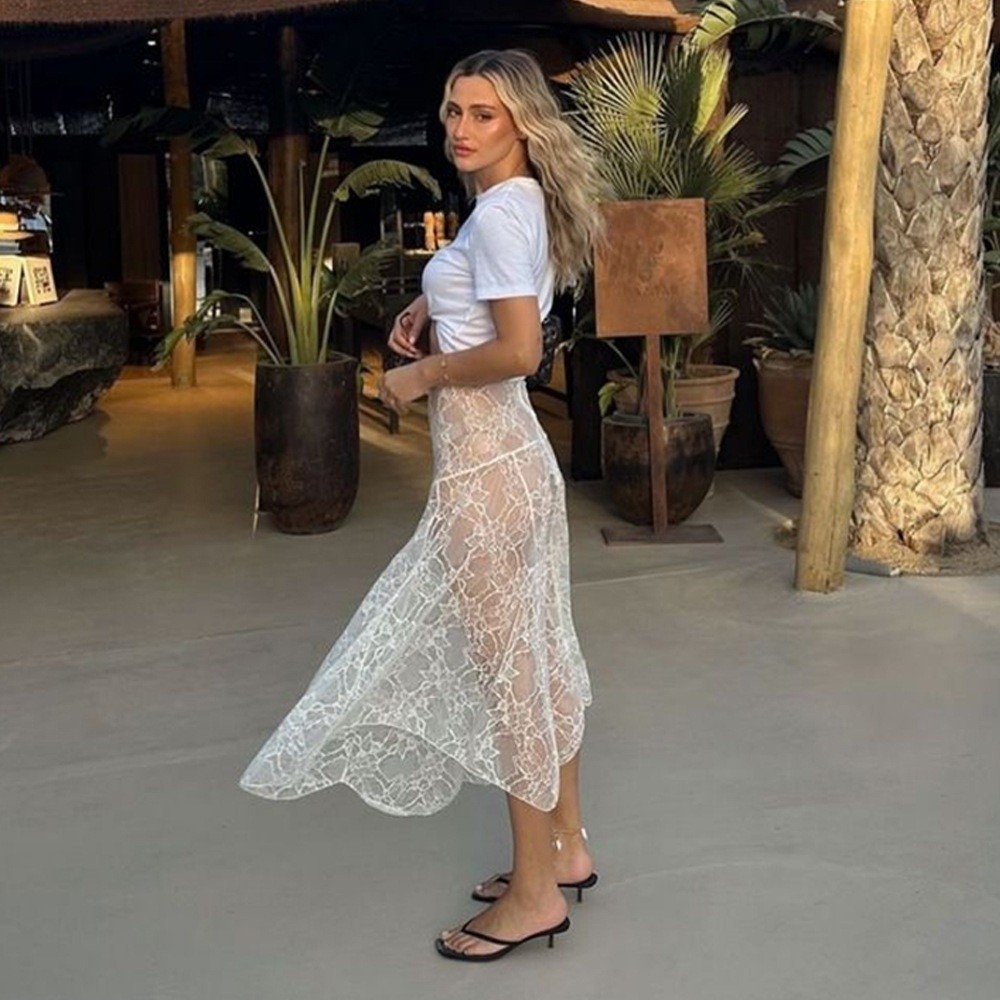 Effen kleur kanten strandjurk  - Midi Skirt Floral recensie en prijs