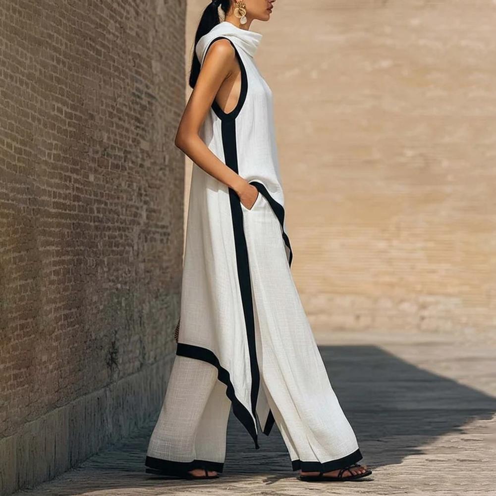 Dames Kleurblok Katoen Linnen  - Linen Pant Wide recensie en prijs